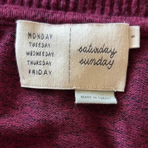 Saturday Sunday Anthropologie Hacci Slouchy Maroon Oversized Womens Sweater Sz S - Picture 7 of 7